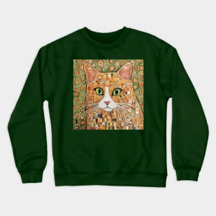 Klimt Tabby Cat with Green Eyes Crewneck Sweatshirt